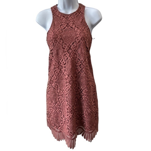 Lovers + Friends Crochet Sleeveless Dress XS Pink NWT Back Zipper Lace Lined - Picture 1 of 8
